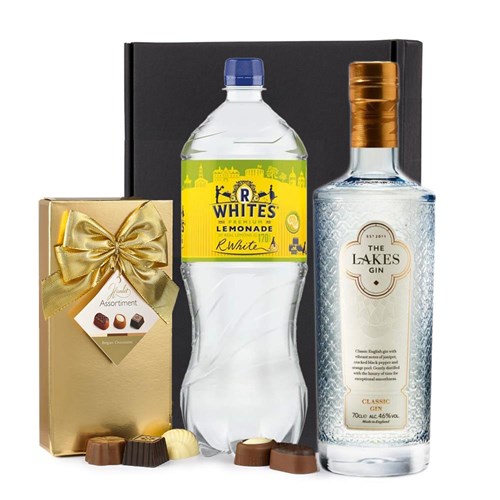 The Lakes Gin 70cl with R. White’s Lemonade & Chocolates Gift Box | Spirit Mixer Set